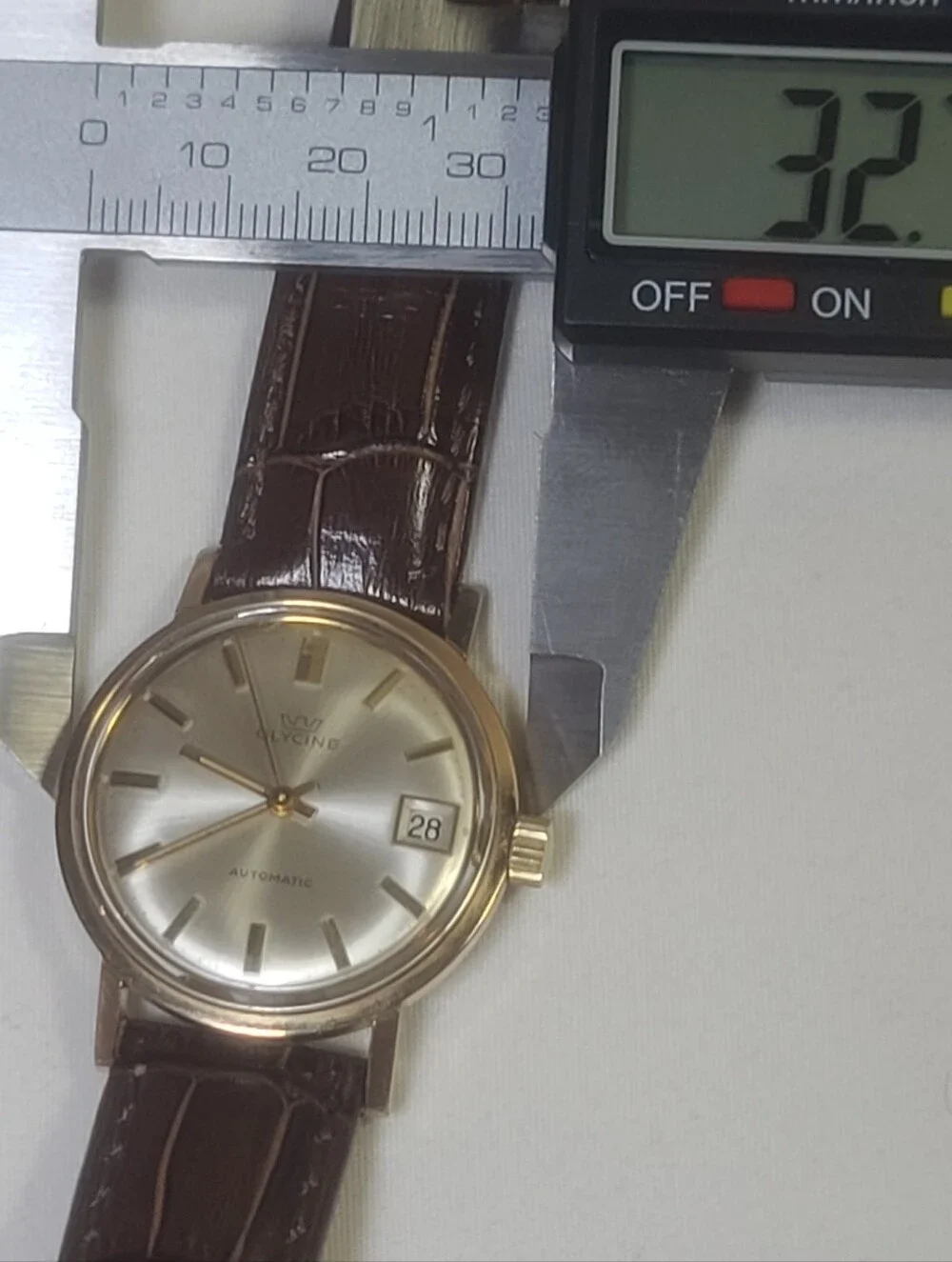 Glycine Vintage Automatic Swiss Made Gold Tone Date Watch